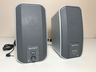 Vintage Sony Srs - A202 Powered Speakers Mega Bass Sound Discman Walkman Aux Input