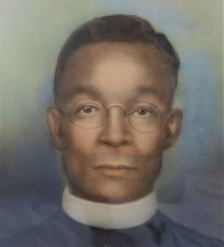 Antique Signed Pastel Portrait Painting African American Black Priest Harlem NY 3