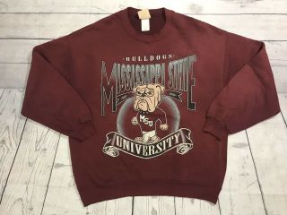 Vintage Mississippi State Bulldogs Sweater Mens Xl 90s Msu Football Ncaa Vtg