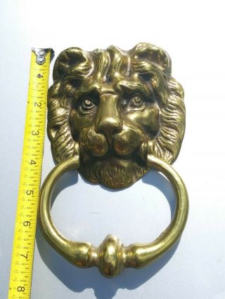Vintage Solid Brass Lion Head Door Knocker Made In England / Mai Door Art Decor