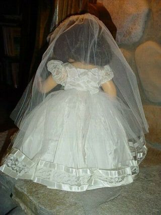 VINTAGE,  1950 ' S 16 IN.  TERRI LEE PATENT PENDING WITH TAGGED BRIDE DRESS AND VEIL 3
