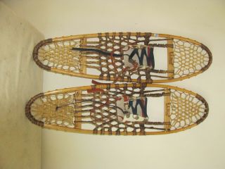 Ll Bean The Maine Snow - Shoe Vintage Wood Snowshoes 10x36 Rawhide