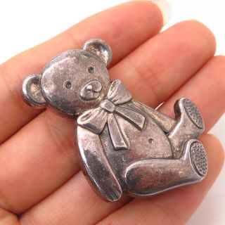 925 Sterling Silver Vintage Teddy Bear Design Pin Brooch