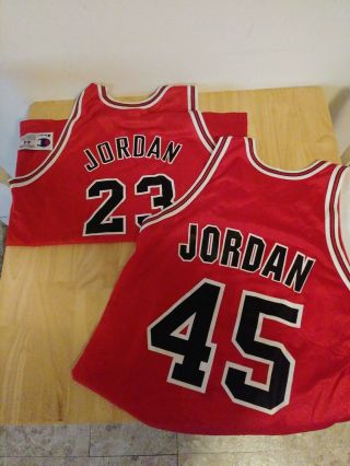 Chicago Bulls Michael Jordan Champion Jerseys 23 & 45 Vintage Authentic Champion