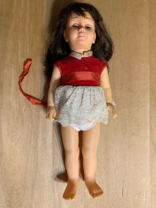 Lovely Hf Mattel Brunette Pigtail Chatty Cathy Doll - Party Dress - Mute