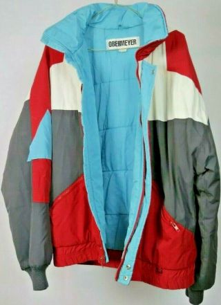 Vintage Obermeyer Ski Snowboard Winter Jacket Coat Red White Blue Mens Sz L 2