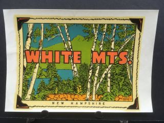C1950s Vintage Decal Automobile Travel Trailer White Mts,  Hampshire
