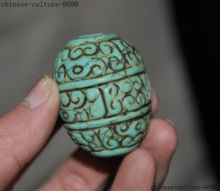 A Old Chinese Hongshan Culture Turquoise Hand - Carving Talisman Bead Pendant
