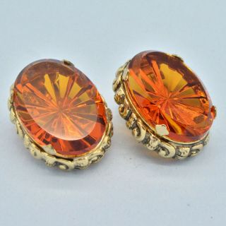 Vintage Earrings Whiting & Davis 1970s Victorian Style Glass Goldtone Jewellery