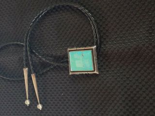 Vintage Navajo Sterling Silver And Turquoise Bolo