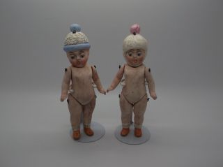 Antique German Porcelain Bisque Two Dolls With Cap From Limbach 1920