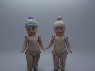 Antique german porcelain bisque two dolls with Cap from Limbach 1920 2