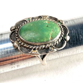 Outstanding Green Vtg Turquoise Ring Classic Old Pawn Navajo Zuni Fred Harvey Er