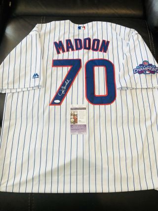 Joe Maddon Chicago Cubs 2016 Ws Champs Signed White Jersey Jsa Auto