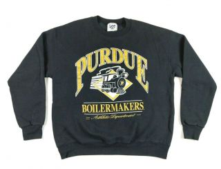 Vtg Lee Sport Mens Purdue Boilermakers Crewneck Sweatshirt Large Black Usa Made