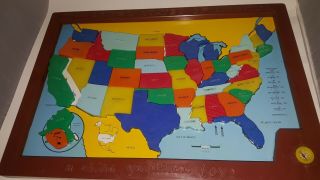 Vintage 1961 Magnetic United States Map A Child Guidance Toy Educational Magnet