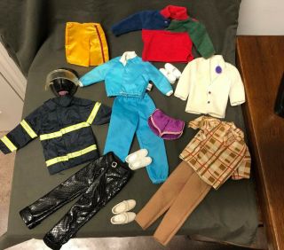 Vintage Ken Doll Clothes Fireman Jacket And Hat,  Swimwear,  Shoes,  Pants,  Shirts