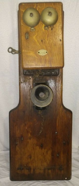 Antique Oak Crank Wall Phone Parts.