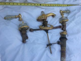 Sherle Wagner Faucet Set Crystal Preown Gold Plated Some Parts Perfect,  Some Not