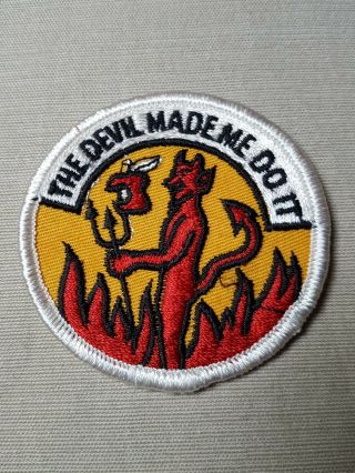 Vintage The Devil Made Me Do It Embroidered Patch Military Motorcycle Satan
