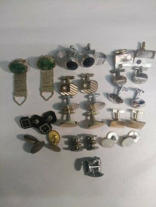 Vintage,  Cuff,  Links,  Swank,  Gold Tone,  Mother,  Pearl,  14 Pairs