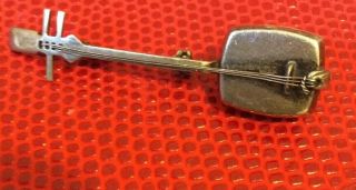 Vintage Sterling Silver Brooch In Shape Of A Square Guitar