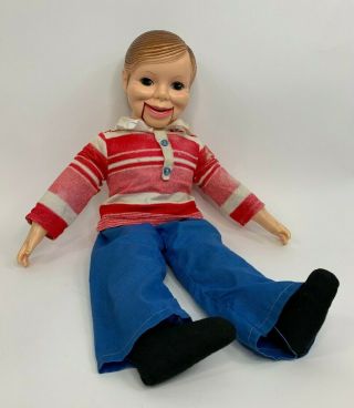Vintage Horsman Willy Talk Ventriloquist Doll Toy Stripped Red Shirt Blue Pants