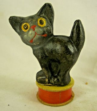 Antique Vintage Halloween Black Cat Paper Mache Candy Container Rare