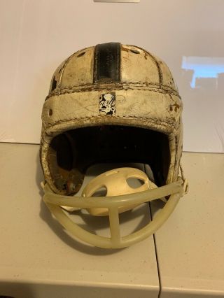 Rawlings White Black Leather Football Helmet Antique Vintage