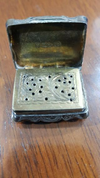 Antique Victorian Hand Engraved Solid Silver Snuff Box
