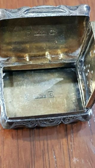 Antique Victorian Hand Engraved Solid Silver Snuff Box 3