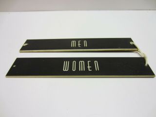 Vtg Old Art Deco Black Men Women Bathroom Restroom Toilet Signs Plaques 2