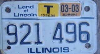 Illinois 2003 Motorcycle Cycle License Plate 921 496 ^