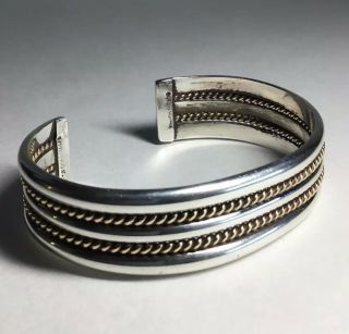 Vintage Michael Tahe Native America Navajo Bracelet Cuff Sterling Silver 12k Gf