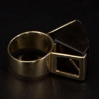 VTG Sterling Silver - Modernist Onyx Stone Statement Gold Ring Size 6.  5 - 15g 2