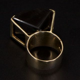 VTG Sterling Silver - Modernist Onyx Stone Statement Gold Ring Size 6.  5 - 15g 3