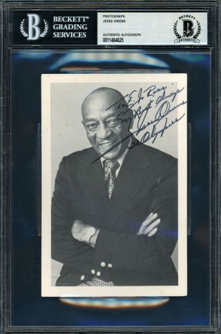 Jesse Owens Autographed 4x6 Photo 1936 Olympics " My Best " Beckett 11484825