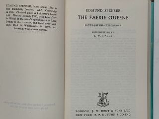 Spenser The Faerie Queene Everymans Library Volume 1 - 1959 3