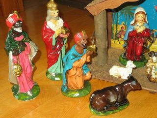 Nativity Manger Scene Creche 15 pc Lights Music Box JAPAN Christmas Vintage 3