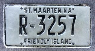 Sxm St.  Sint Maarten Dutch Caribbean Island Rental Vehicle License Plate: R - 3257