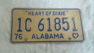 Alabama Tag License Plate Vintage Collectable Man Cave 1976 Old