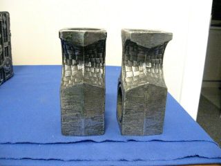 Brutalist Stainless Steel Candle Holders - Mid Century Modern - By Olav Joff Norway 2