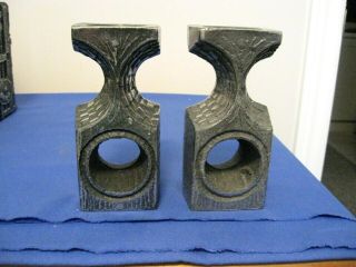 Brutalist Stainless Steel Candle Holders - Mid Century Modern - By Olav Joff Norway 3