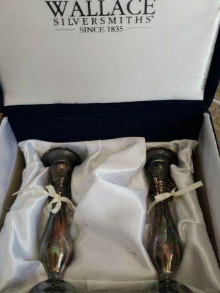 Vintage Pair Wallace Silversmiths Baroque Silver Plated Candlesticks,  9 - 1/2 "