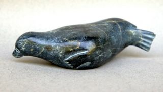 Vintage Canadian Inuit Stone Seal Carving - Signed By Artist