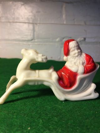 Vintage Irwin Santa Claus With Reindeer On Sleigh From The Late Forties 3.  5 Inch
