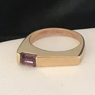 Vintage Joseph Esposito Ring 14k Gold Plated Purple Crystal Band 4x
