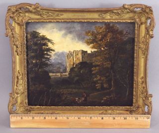 Antique 19thC Continental Landscape Oil Painting,  Peasants Gathering Firewood 2