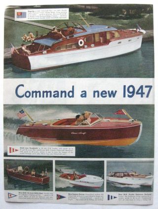 1947 CHRIS CRAFT Boat Ad 8 Models: Runabout Cabin Cruiser Sportsman 2 Pages 2