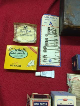 Vintage First Aid Kit,  Metal Emergency Case,  Johnson & Johnson 3